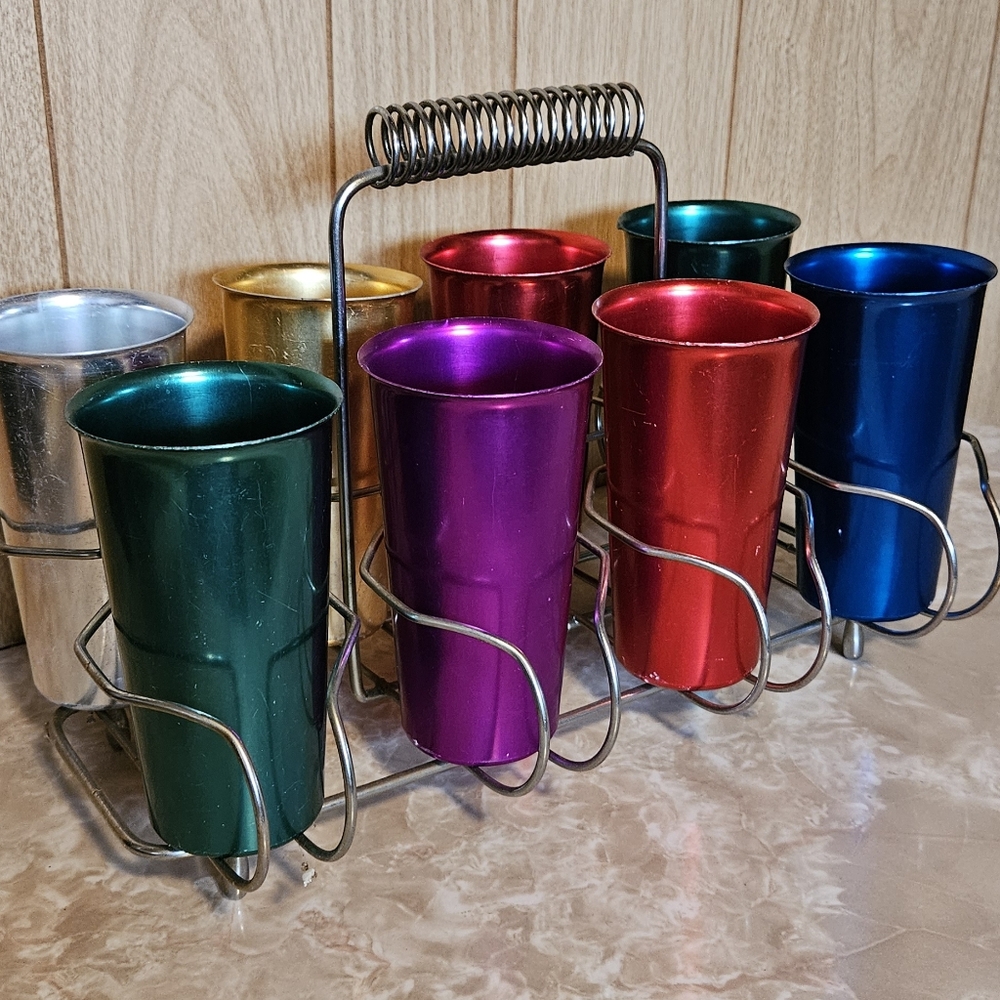 Nasco Flamingo tumbler set with carrier.